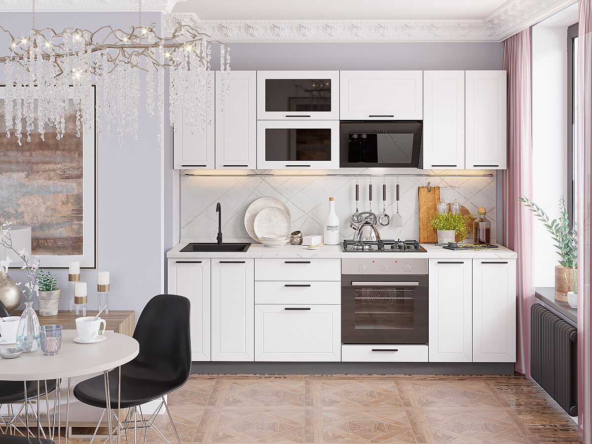 Кухня Глетчер-02 2140*2400*600 Айленд Силк