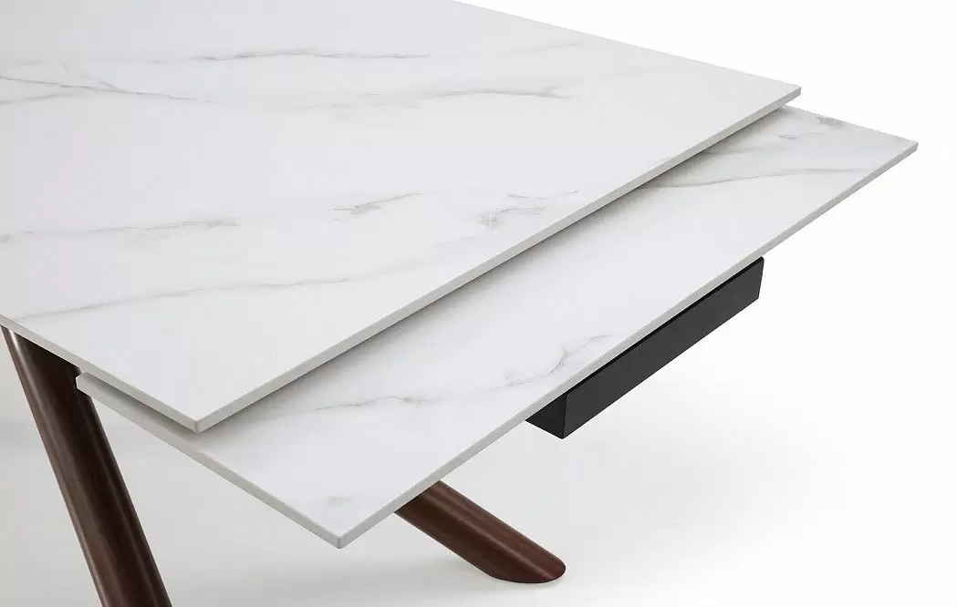 Стол раскладной Ravenna 160-220, белая керамика/орех из Италии