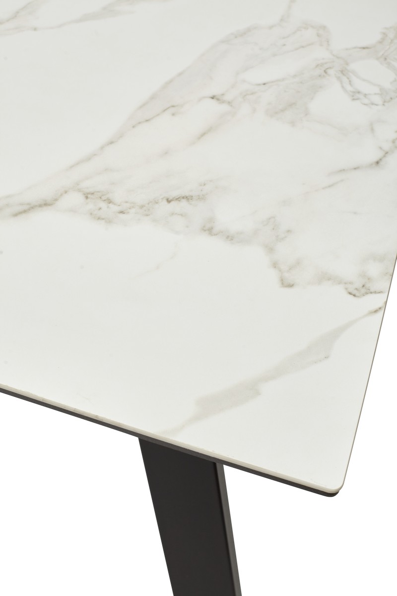 Стол Морис 140 БЕЛЫЙ МРАМОР САТИНАТ, стекло / черный, М-City из Италии