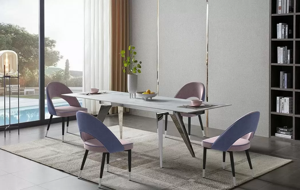 Стол раскладной Ramses 180-250, белый мрамор/хром из Италии