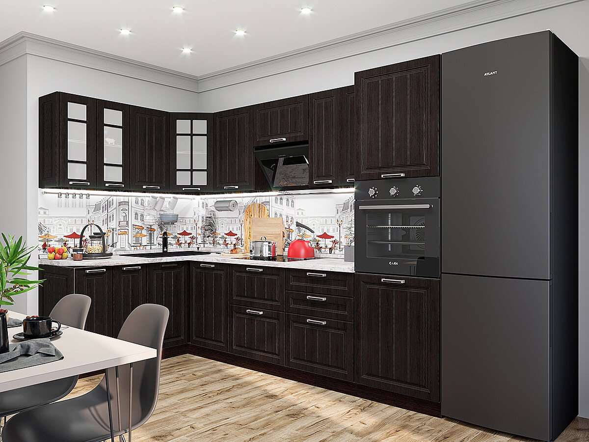 Кухня Прага-03 2140*1790/2790*600 Венге Премиум