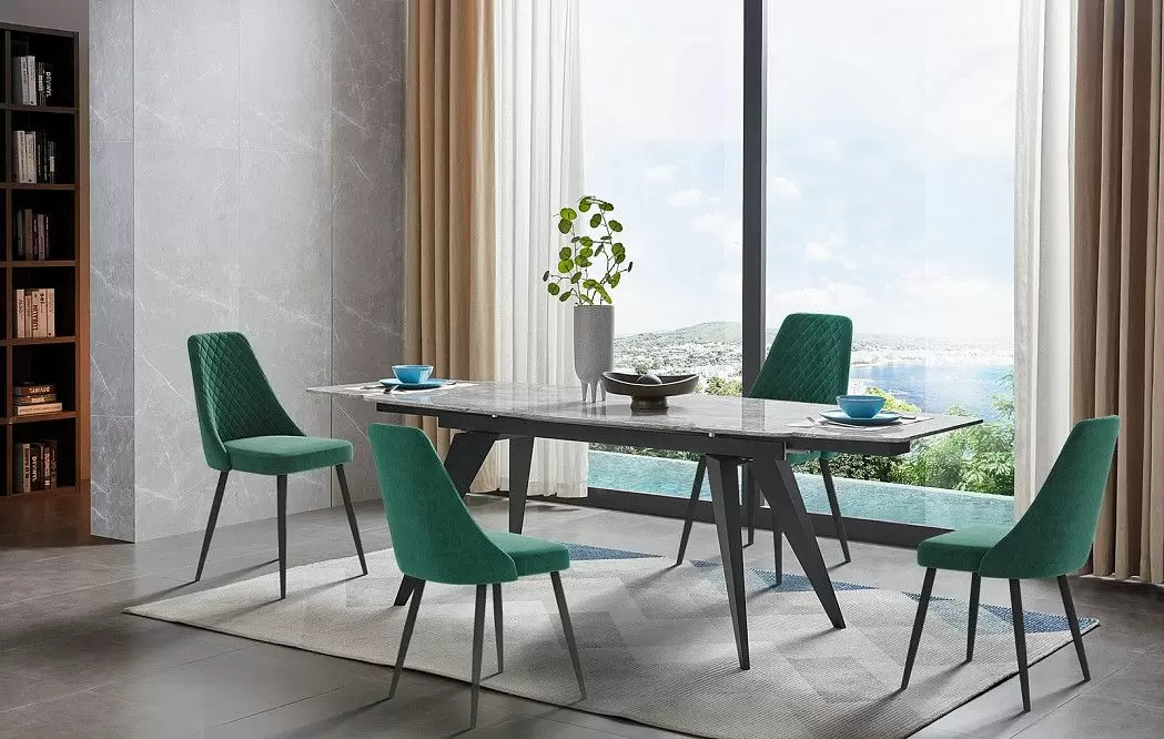 Стол раскладной Ramses 180-250, серый мрамор/черный из Италии