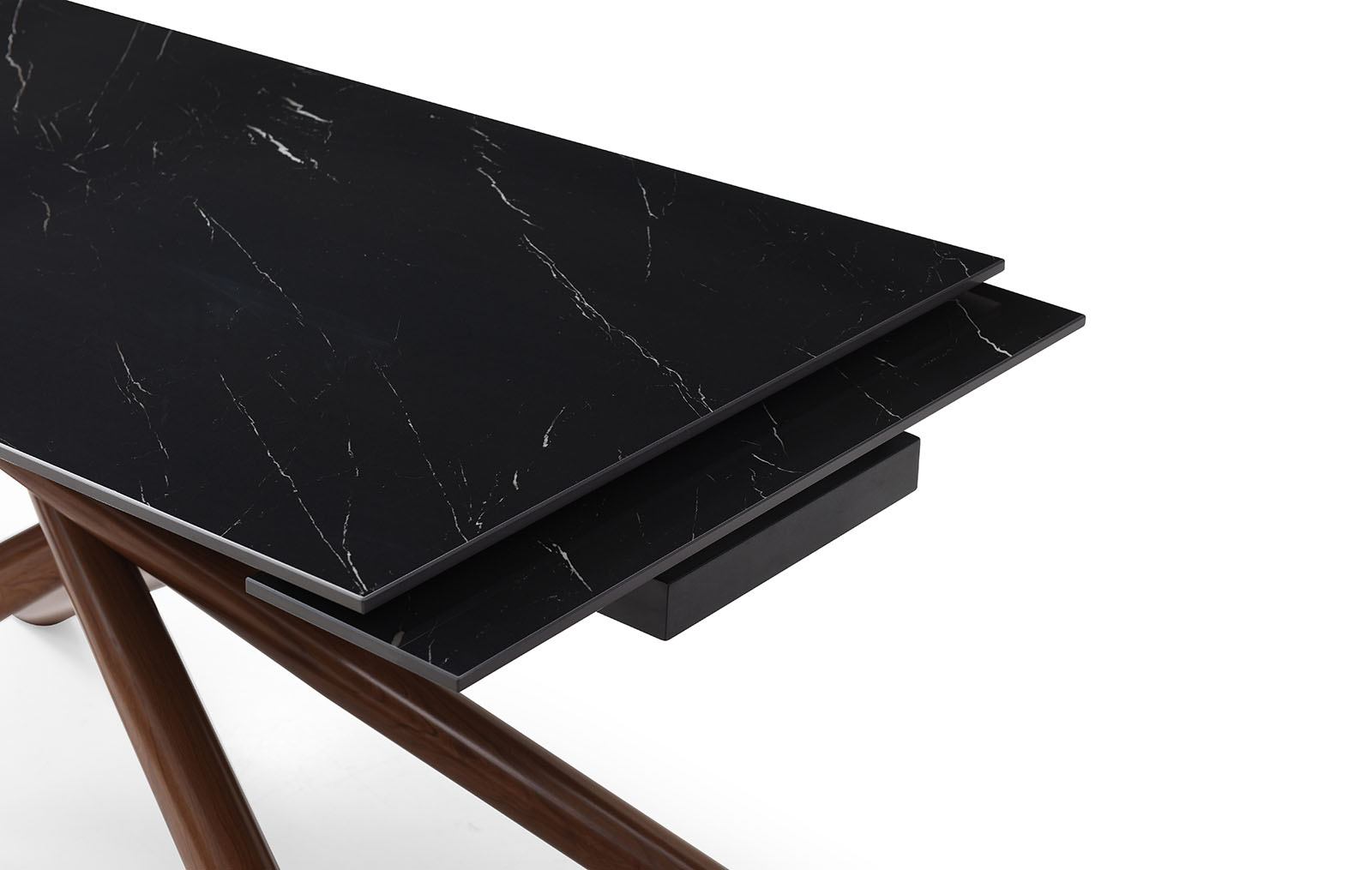 Стол раскладной Ravenna 140-180, черная керамика/орех из Италии