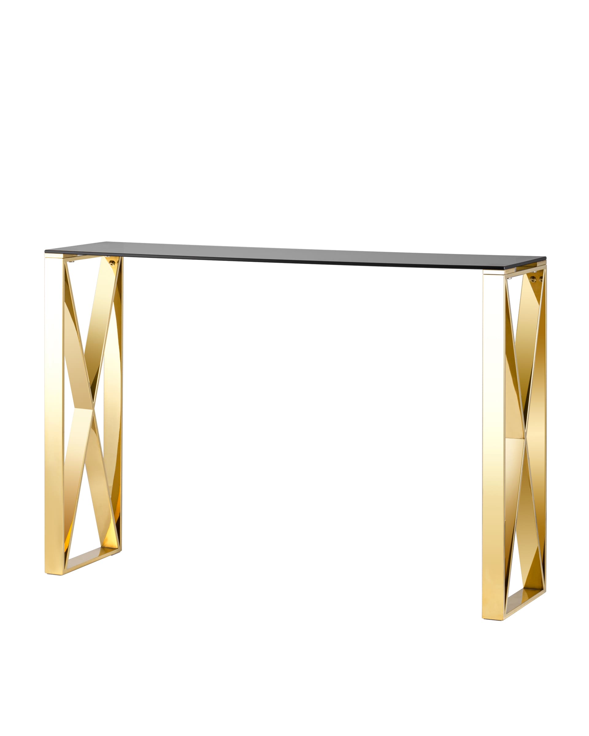 Консоль КРОСС 115*30, стекло smoke, сталь золото из Италии