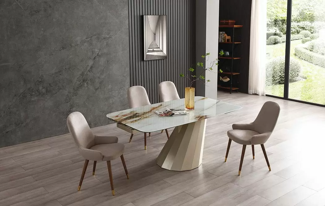 Стол раскладной Allegra 180-260, стекло 3D/шампань из Италии