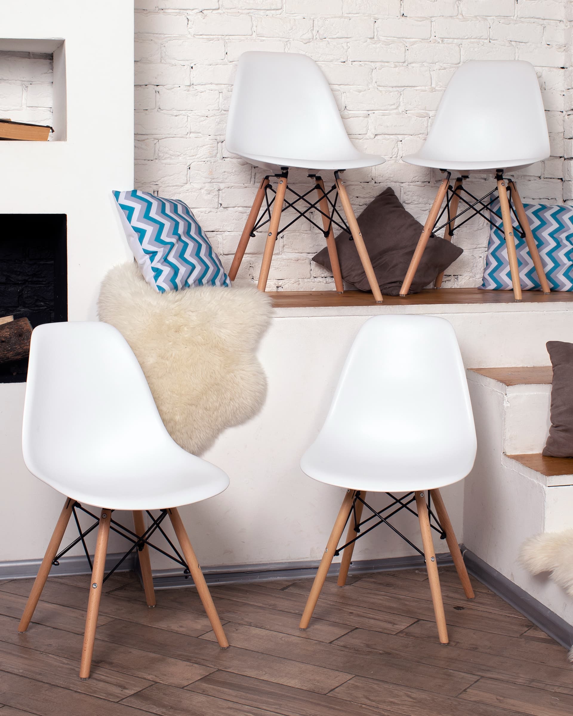Стул Eames Style DSW белый (разборный каркас) из Италии