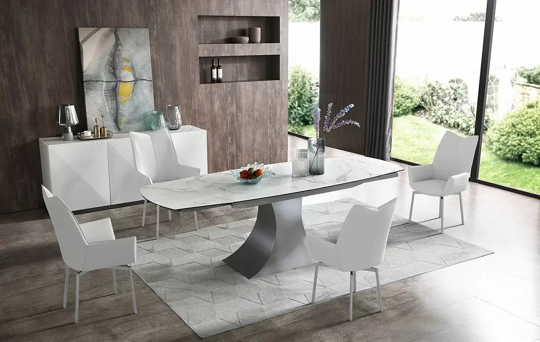 Стол раскладной Palermo 160-240, белая керамика/серый из Италии