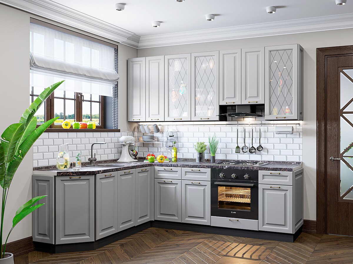 Кухня Ницца-03 2340*1890/2400*600 Графит