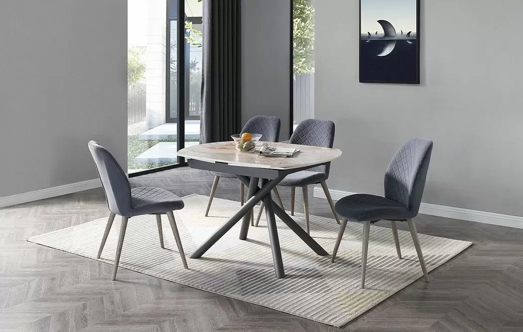 Стол раскладной Salerno 120-180, серая керамика/черный из Италии