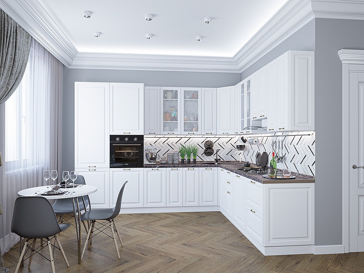 Кухня Ницца-04 2340*3200/2700*600 Белый