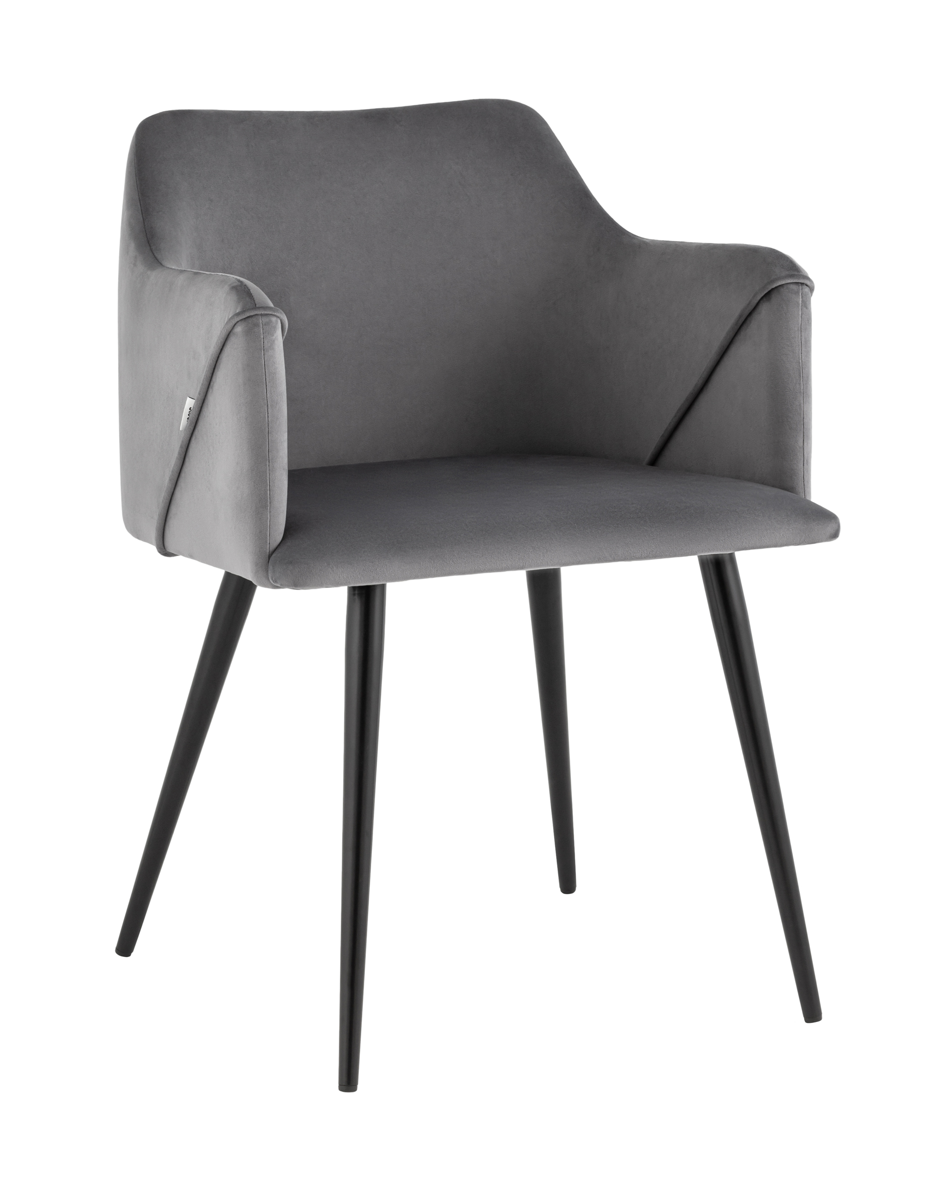 Стул с подлокотниками Джоэл велюр серый из Италии