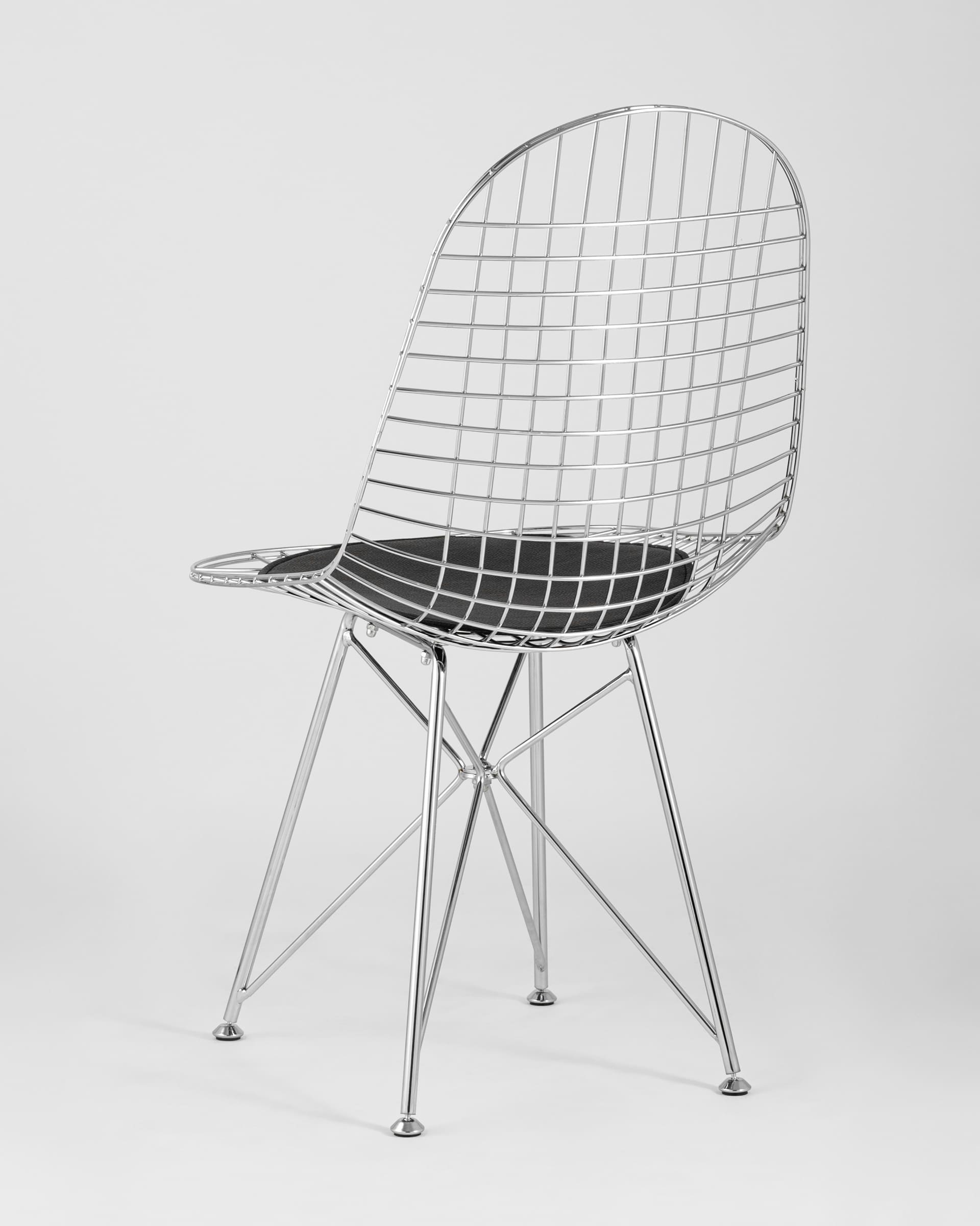 Стул обеденный Eiffel хромированный с черной подушкой из Италии