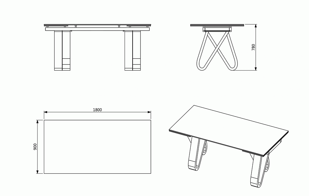 Стол раскладной Lido 180-260, серая керамика/орех из Италии