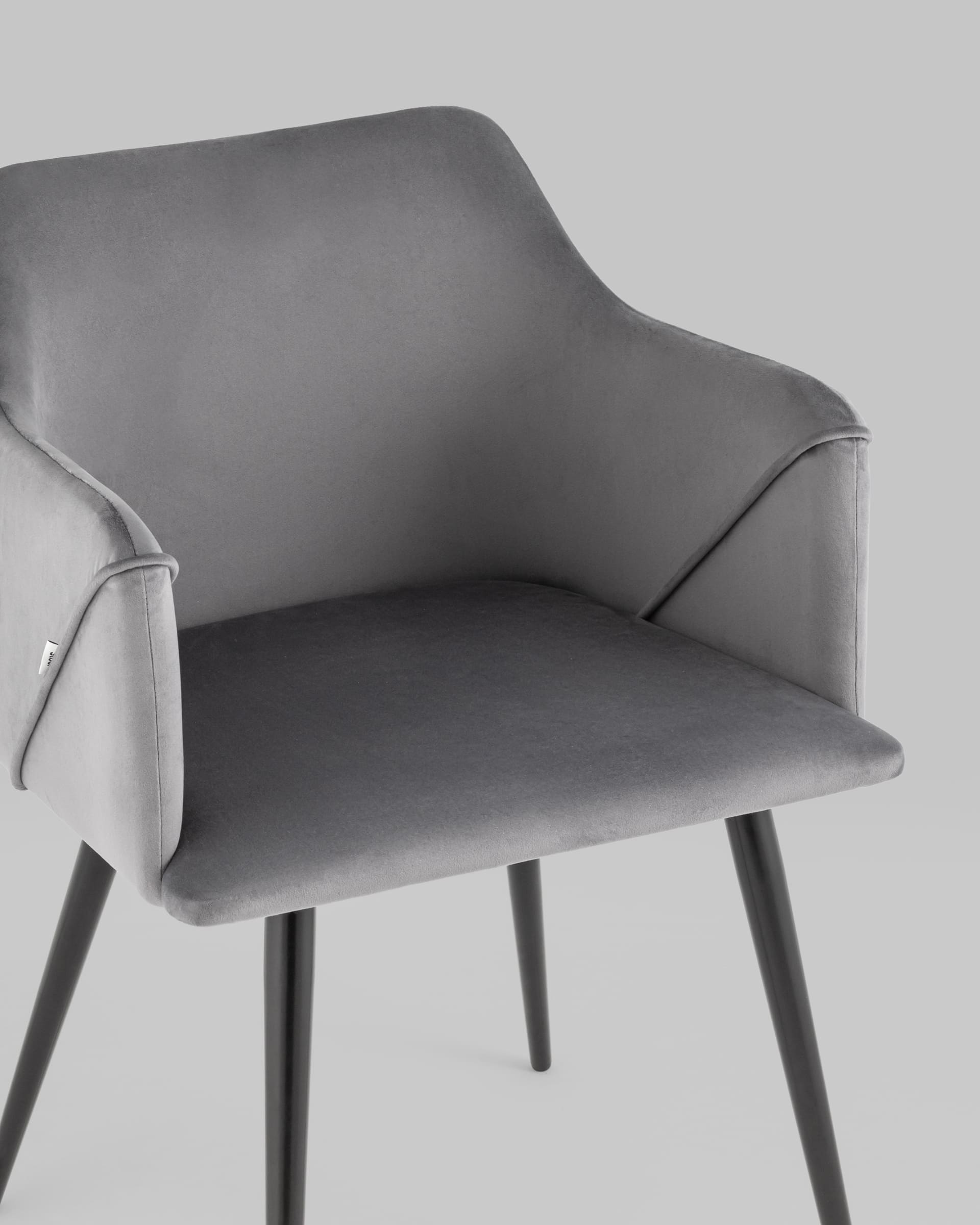 Стул с подлокотниками Джоэл велюр серый из Италии
