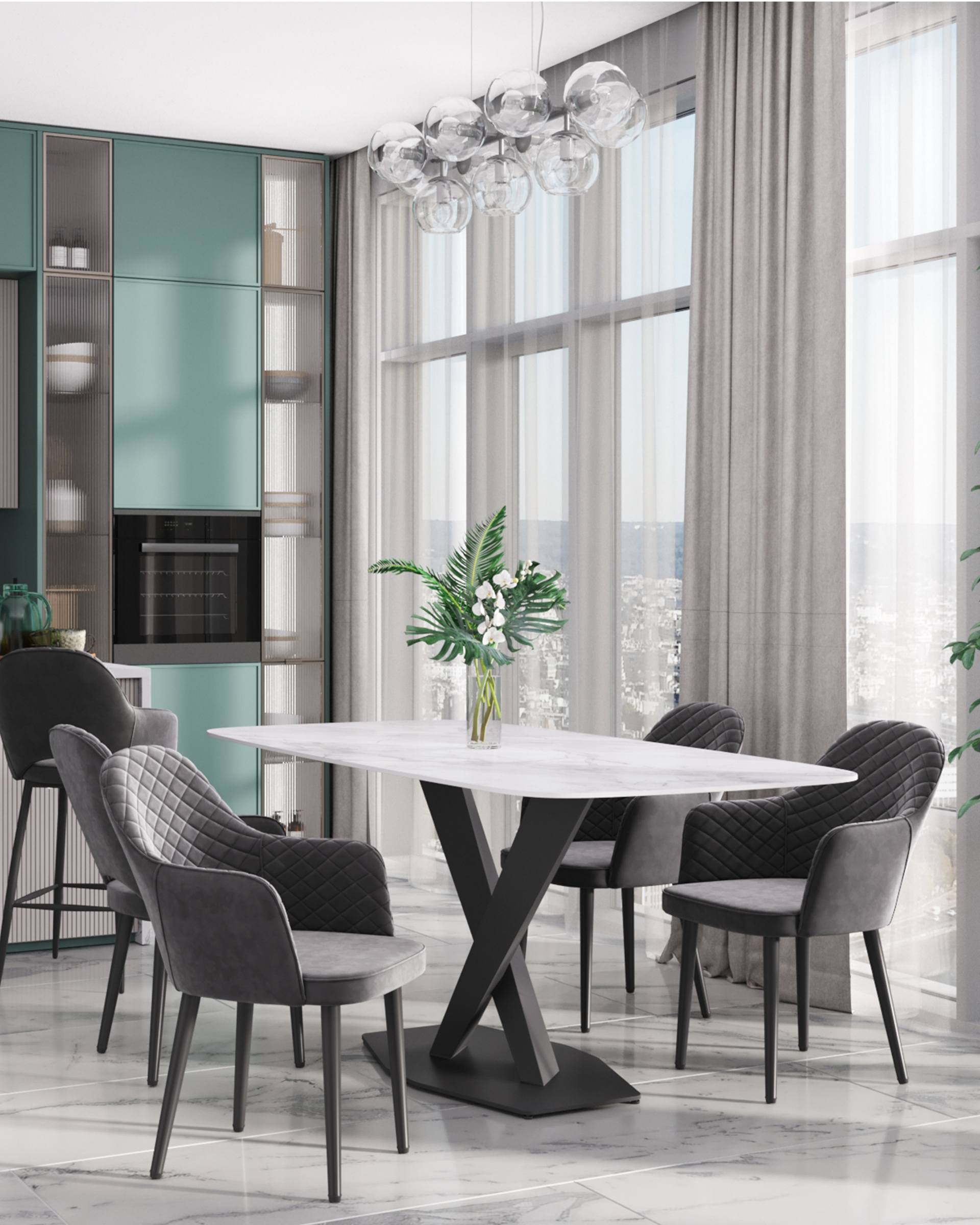 Стул Венера диамант велюр серый из Италии