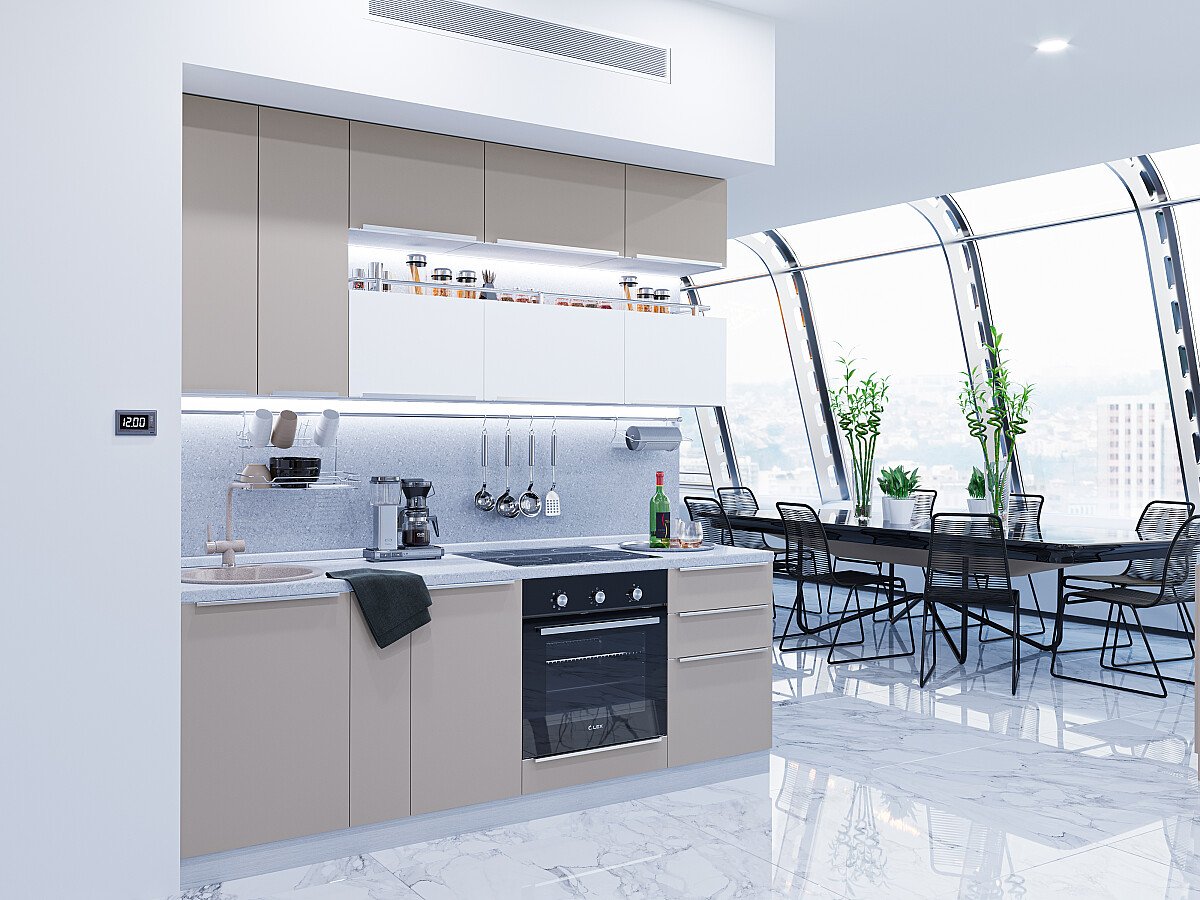 Кухня Фьюжн-01 2340*2300*600 Silky Grey/Silky White