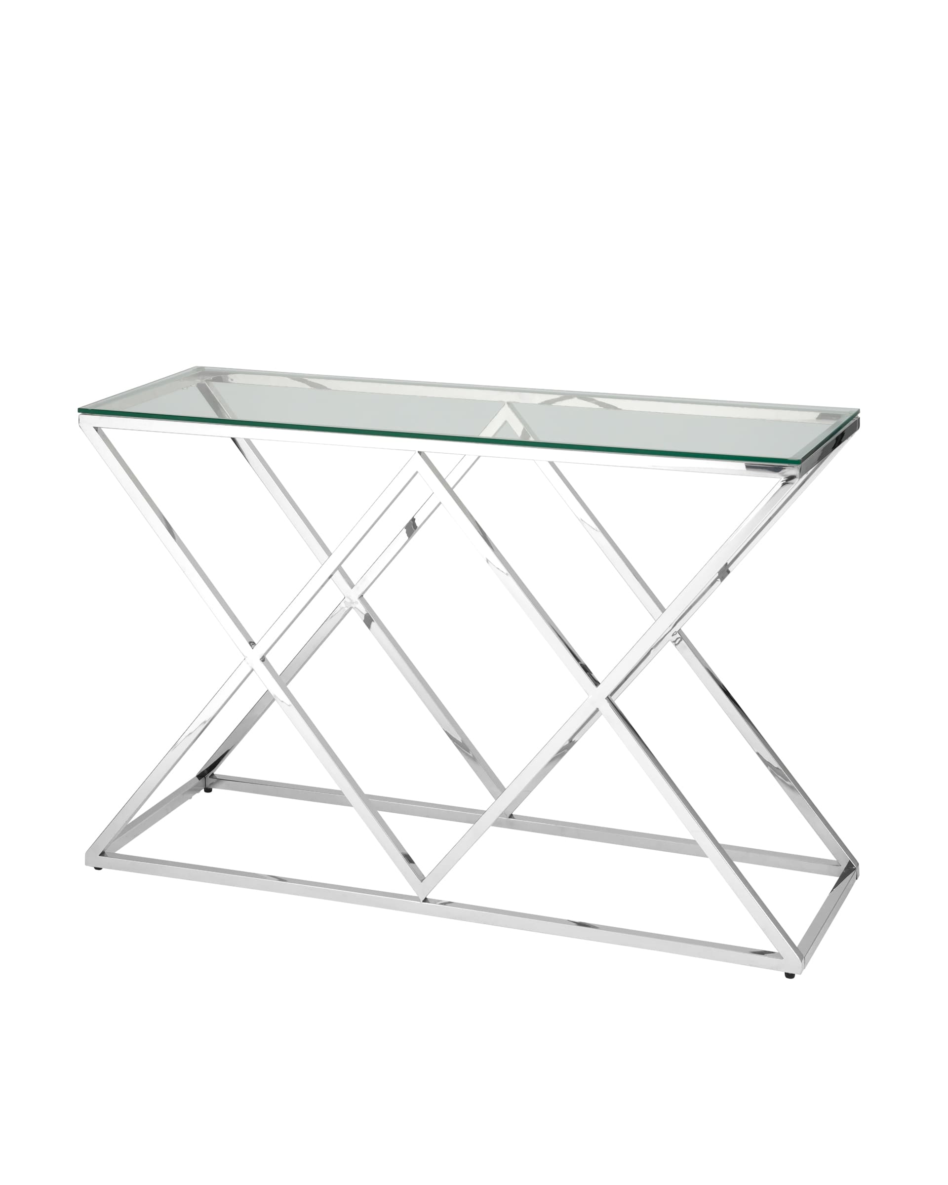Консоль ИНСИГНИЯ 120*40, прозрачное стекло, сталь серебро из Италии