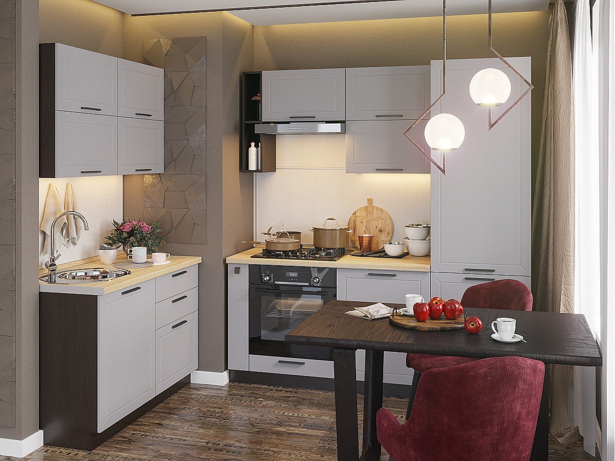 Кухня Глетчер-03 2140*1200/2000*600 Гейнсборо Силк