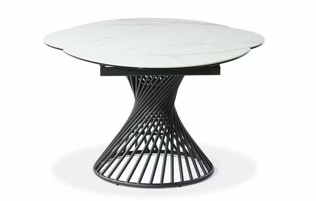 Стол раскладной Tornado 120-180, белая керамика/черный из Италии