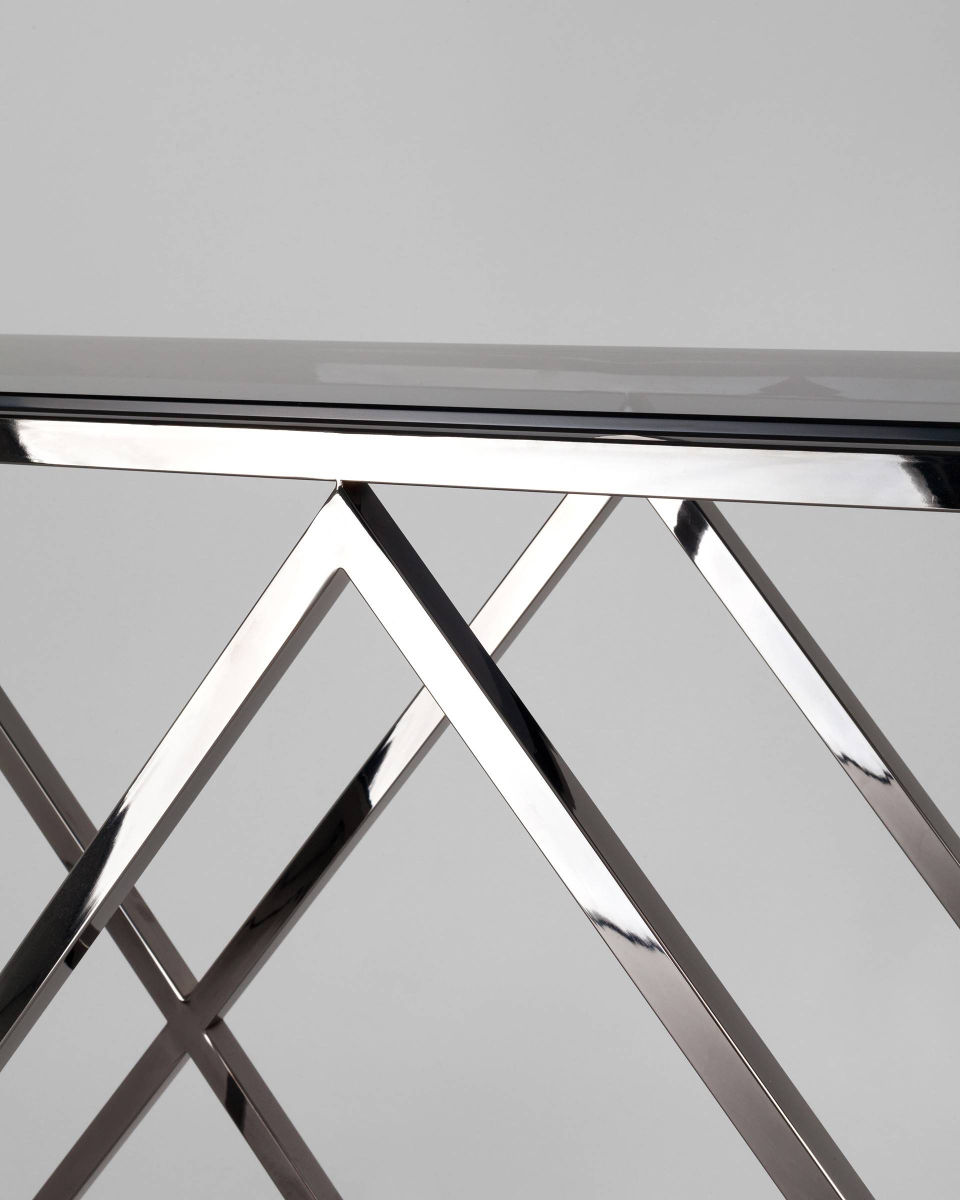 Консоль ИНСИГНИЯ 115*30 сталь темный хром стекло smoke из Италии