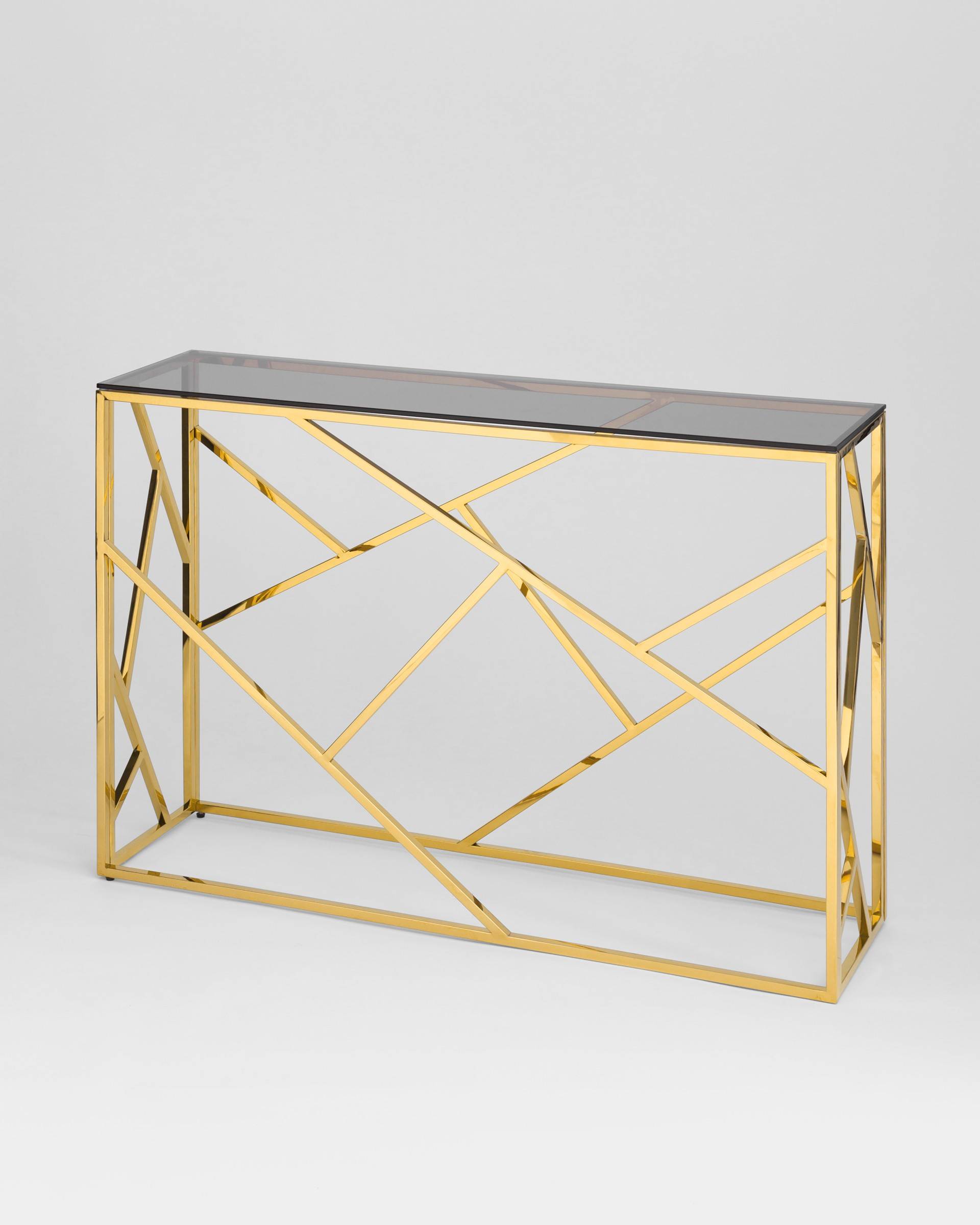 Консоль АРТ ДЕКО 115*30 золото стекло smoke из Италии