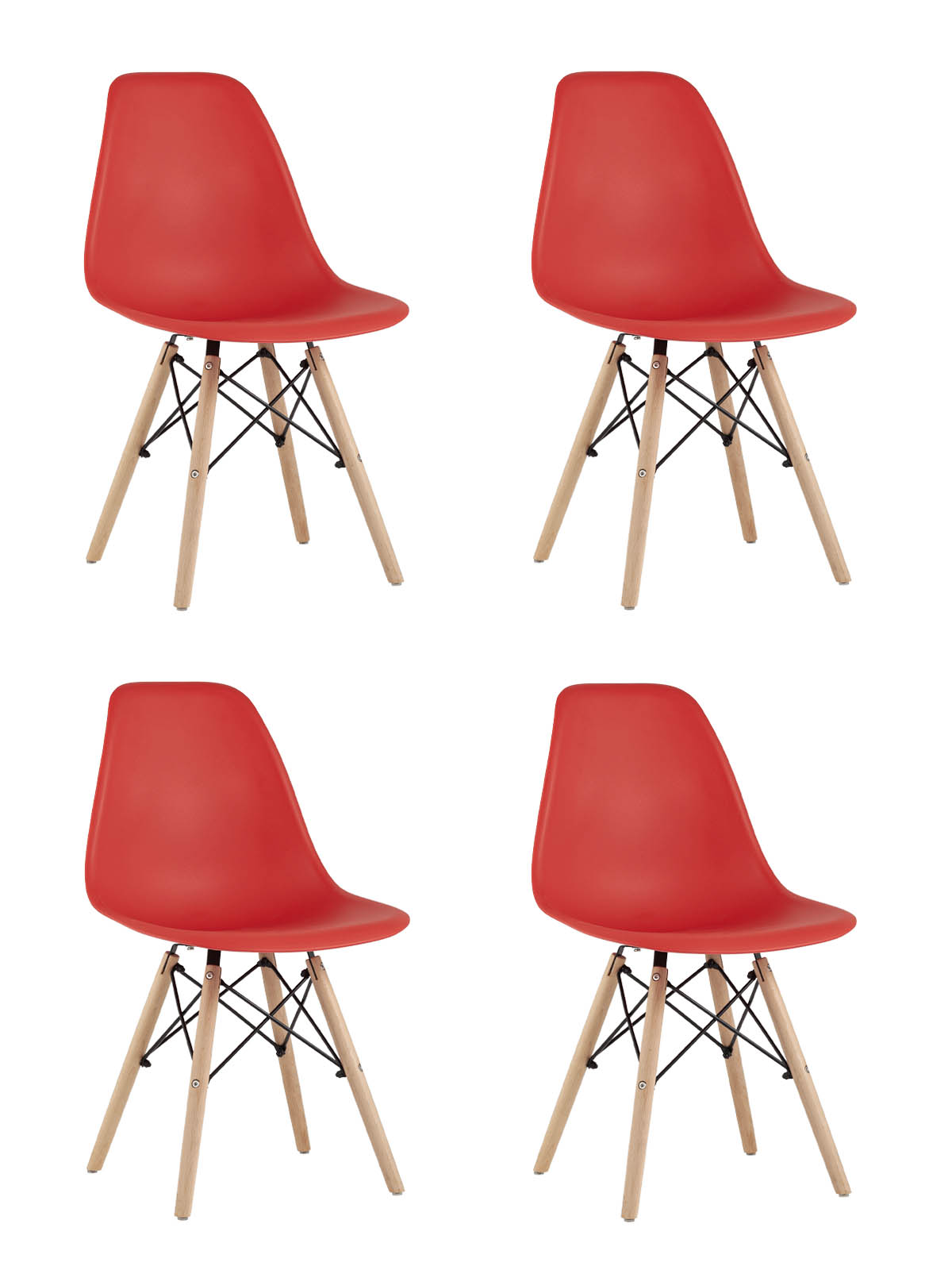 Стул Eames Style DSW красный x4 из Италии