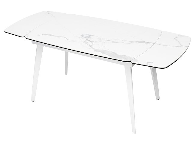 Стол ELIOT 120 HIGH GLOSS STATUARIO Белый мрамор глянцевый, керамика/ белый каркас М-City из Италии