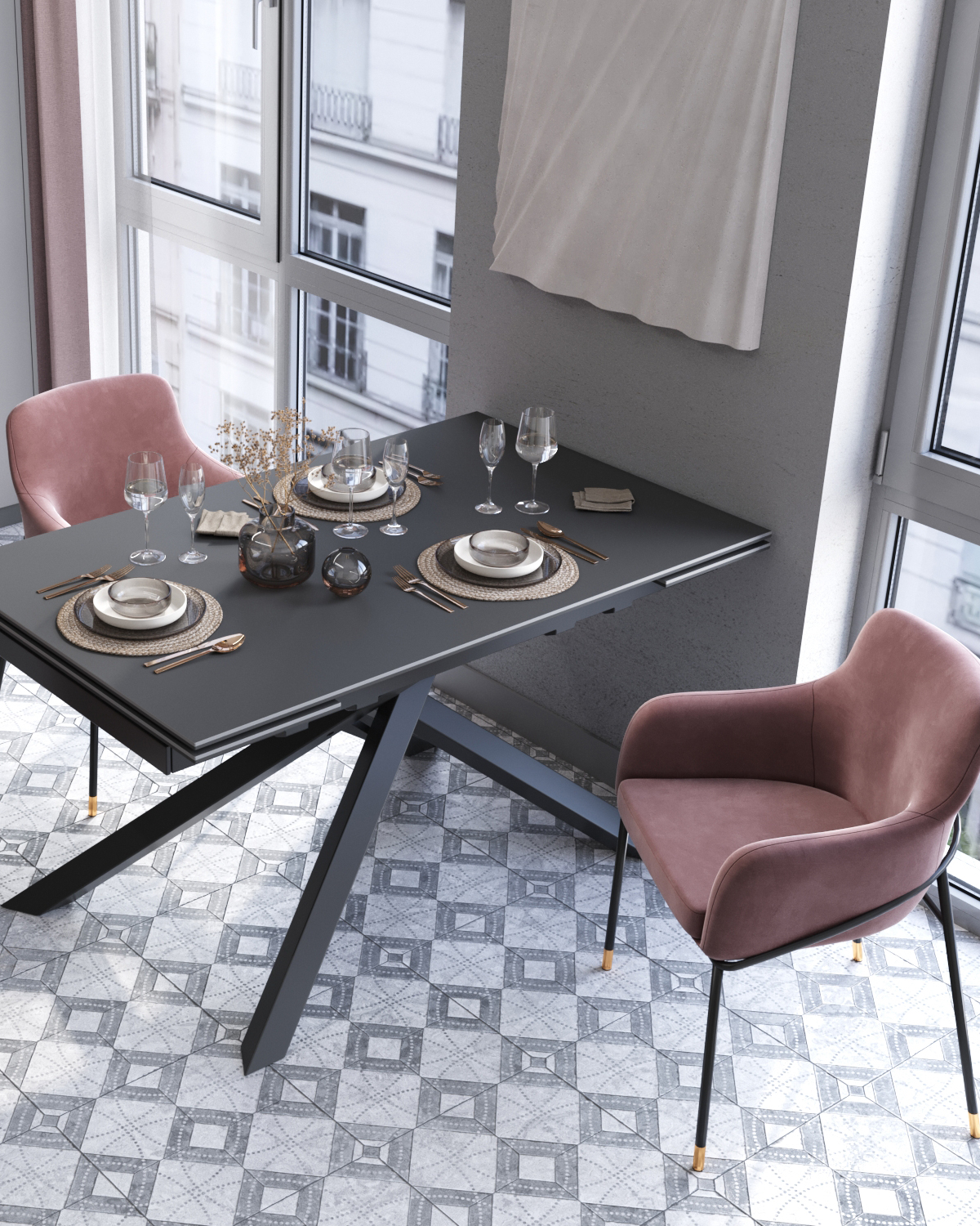 Стул Сандра велюр пыльно-розовый из Италии