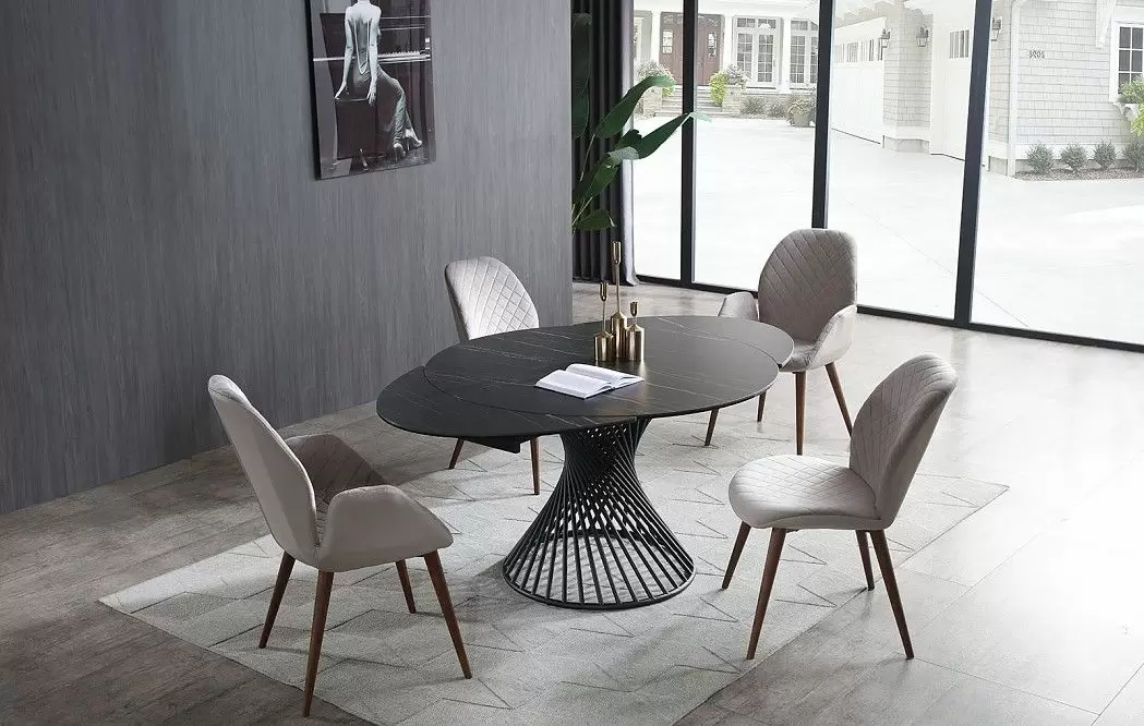 Стол раскладной Tornado 120-180, темная керамика/черный из Италии