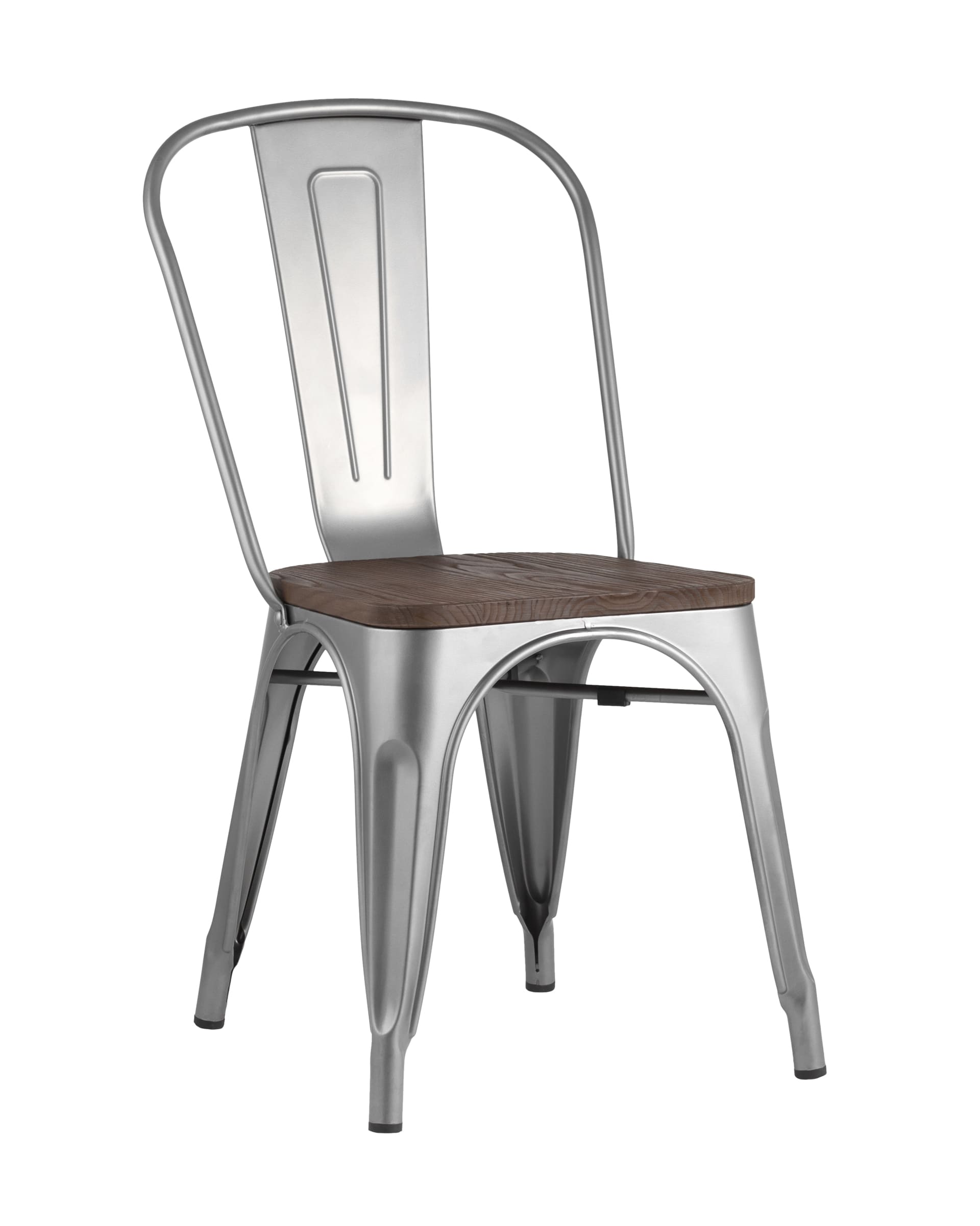 Стул TOLIX серебристый матовый + темное дерево (5,2 кг, 35,2 кг, 46*53*1520, 12, 100 кг, Anji Yongding Furniture Co., Ltd) из Италии