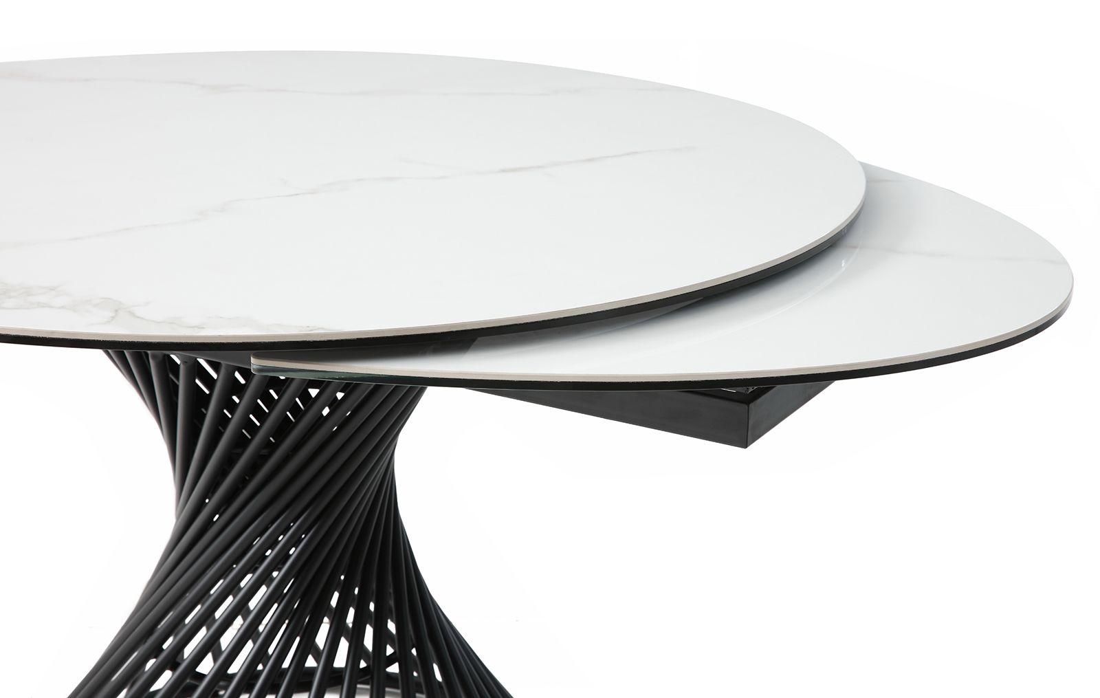 Стол раскладной Tornado 120-180, белая керамика/черный из Италии