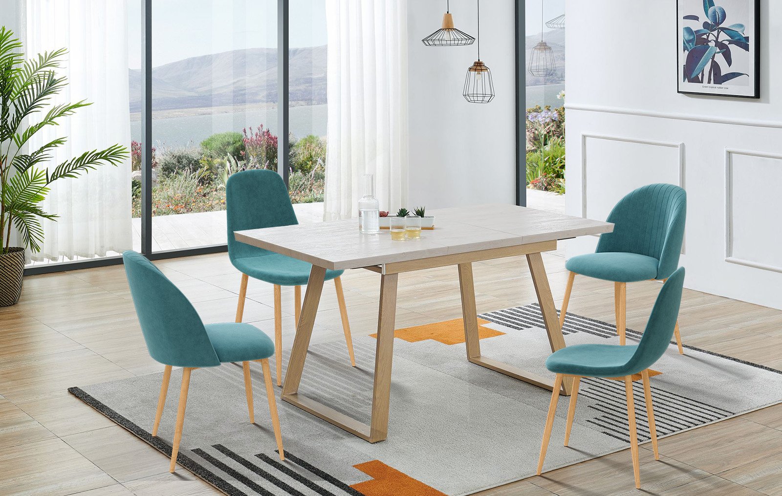 Стол раскладной Norfolk, светлый дуб/вяз из Италии