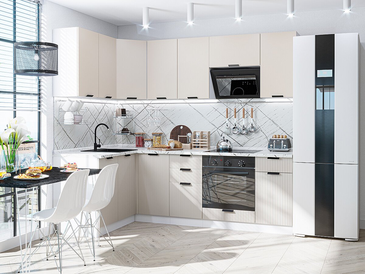 Кухня Евро Лайн-05 2140*1400/2290*600 Агат