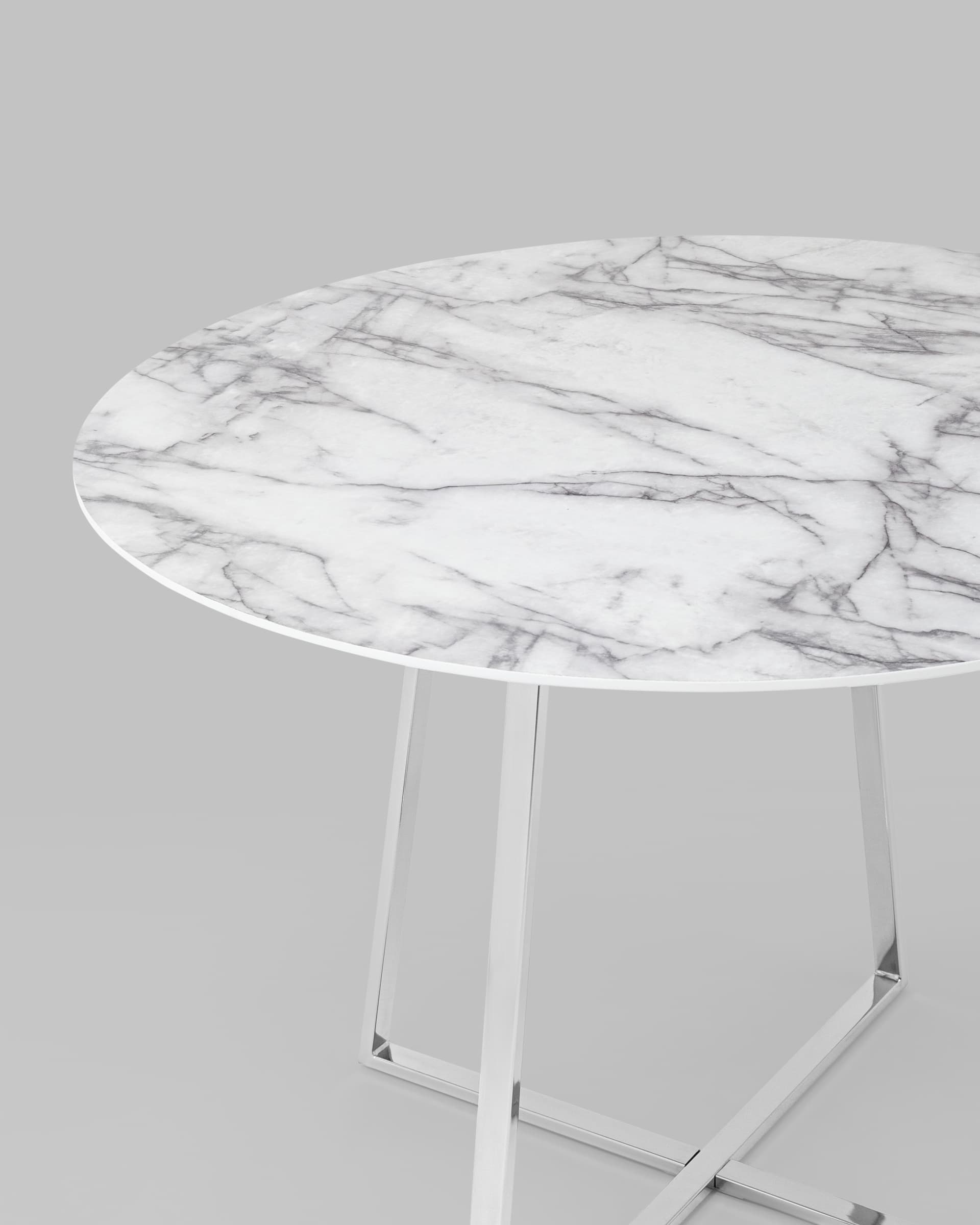 Стол обеденный Дакота 100*100 белый мрамор ножки хром из Италии