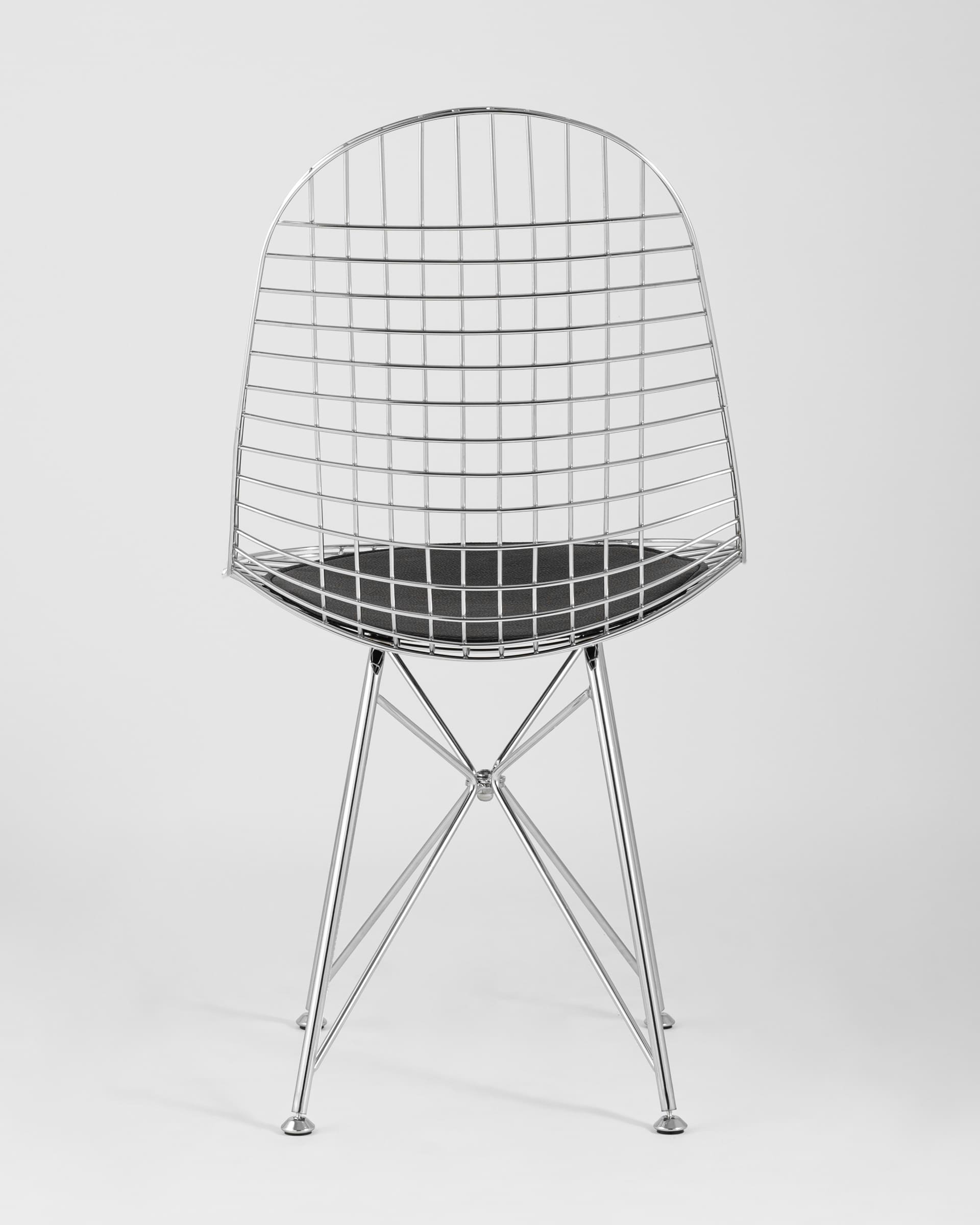 Стул обеденный Eiffel хромированный с черной подушкой из Италии