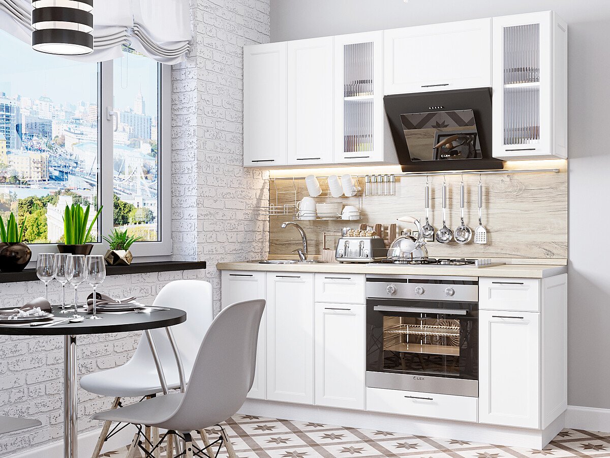 Кухня Барселона-01 2140*1800*600 Белый