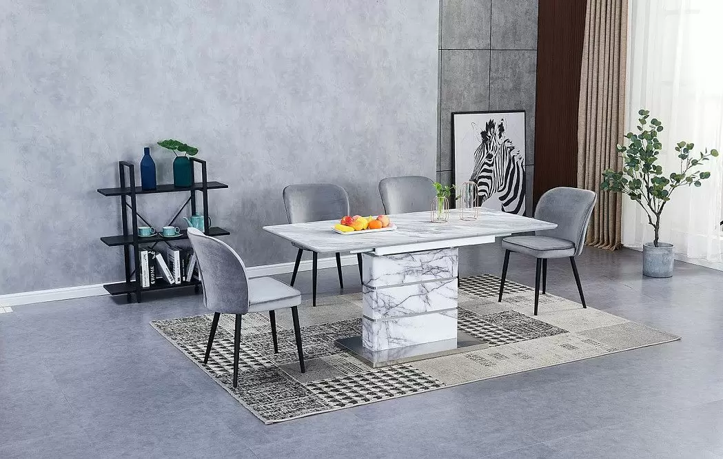 Стол раскладной Gustav 120-160, серый мраморный рисунок из Италии