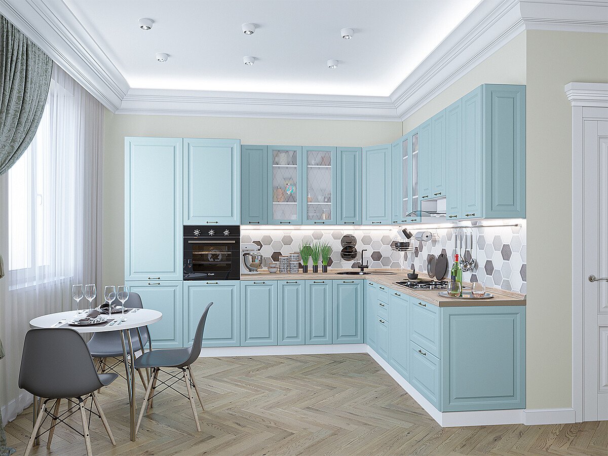 Кухня Ницца-04 2340*3200/2700*600 Голубой