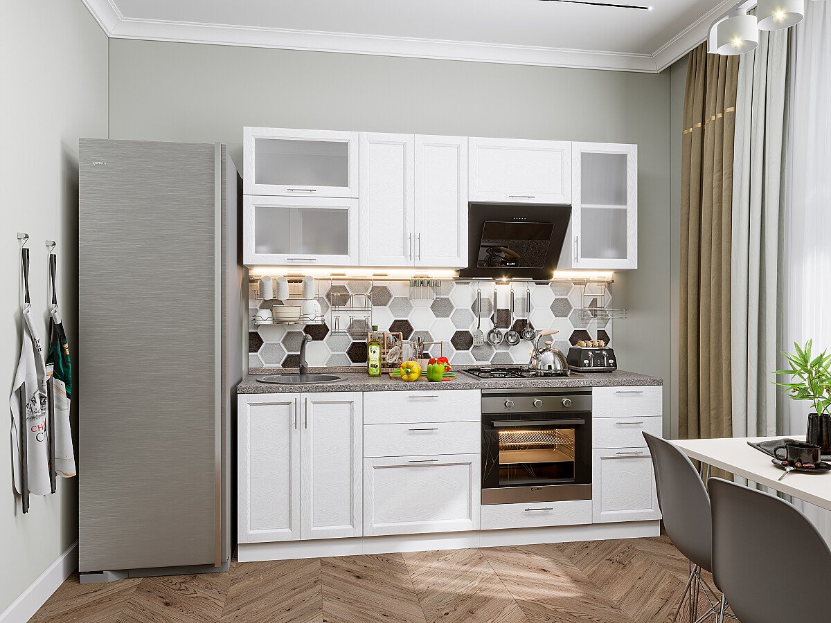 Кухня Сканди-02 2140*2200*600 White Softwood