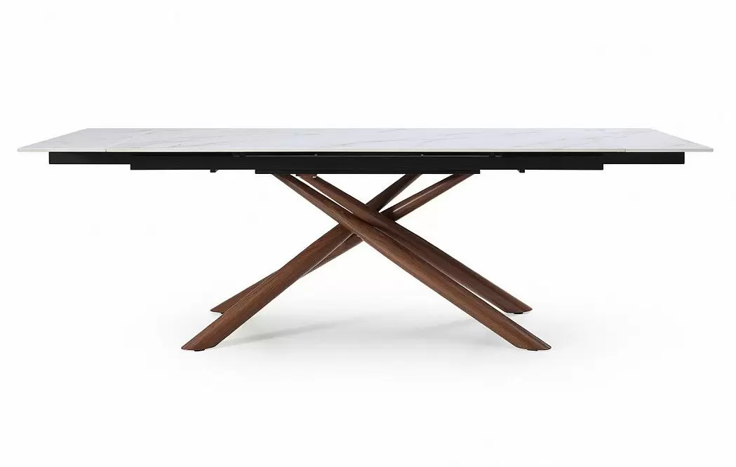 Стол раскладной Ravenna 180-240, белая керамика/орех из Италии