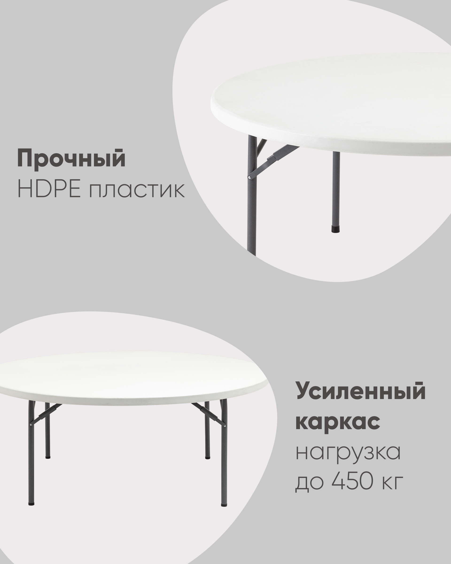 Стол круглый складной пластиковый Кейт 180 из Италии