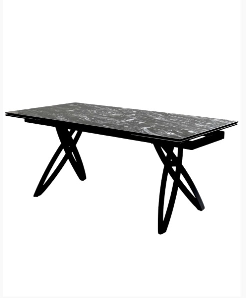 Стол PALERMO 180 TL-128 Испанская керамика черный контрастный мрамор / черный каркас М-City из Италии