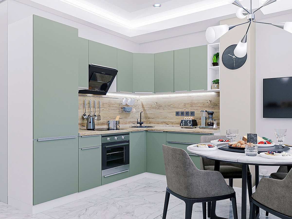 Кухня Фьюжн-04 2140*2500/1790*600 Silky Mint