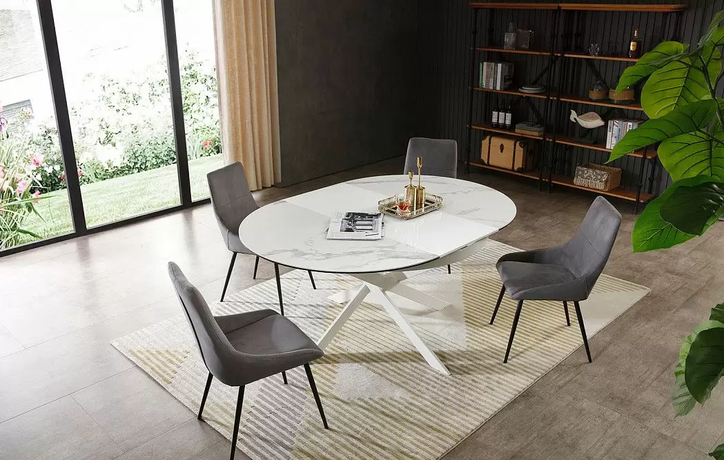 Стол раскладной Diona 120-170, керамика "каррарский мрамор" из Италии