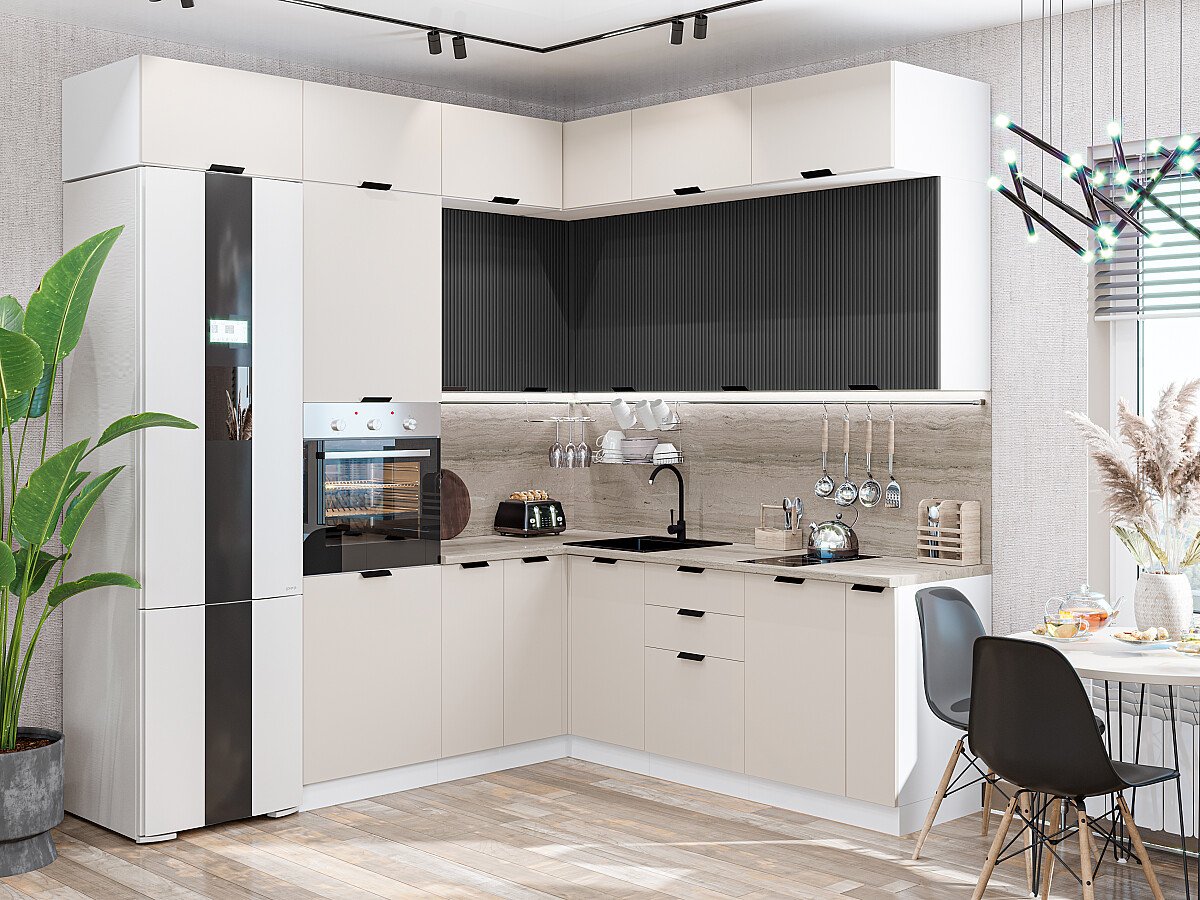 Кухня Евро Лайн-04 2500*2400/2150*600 Агат/Антрацит