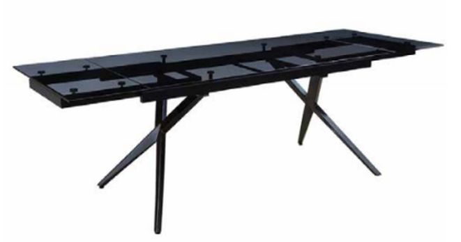 Стол ADRIA 160 SMOKED BLACK GLASS Дымчато-черное стелко/ черный каркас М-City из Италии