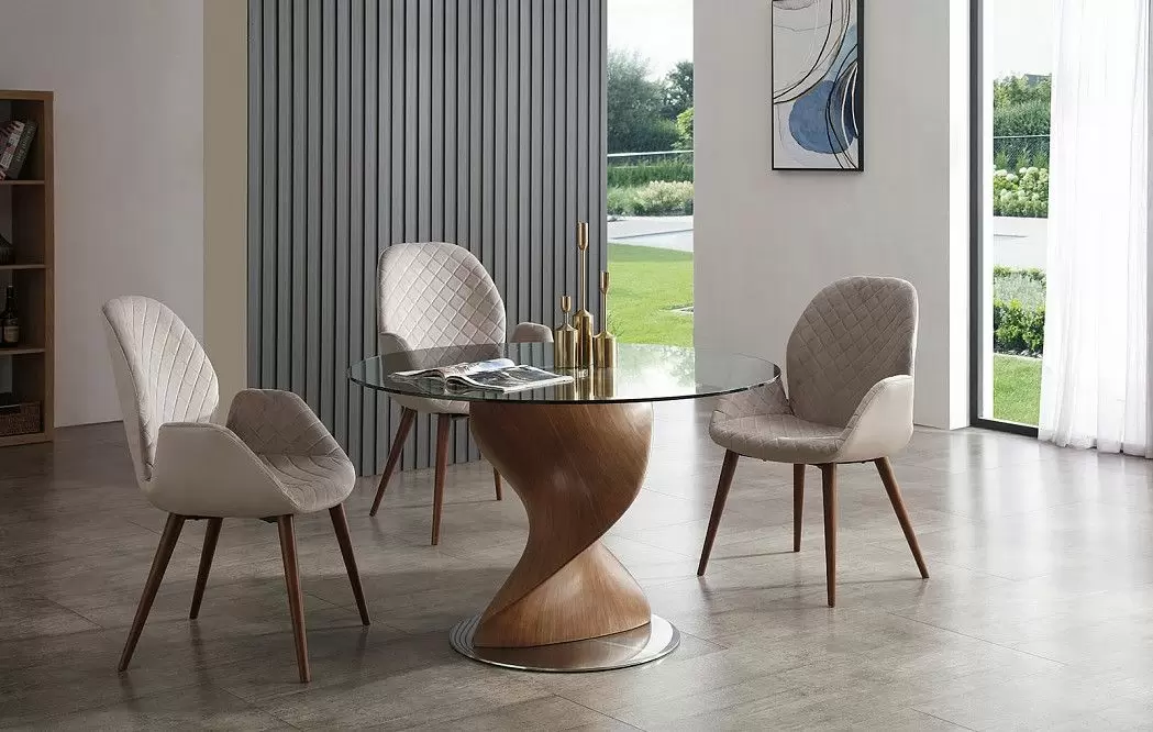 Стол Niagara 120, прозрачное стекло/орех из Италии