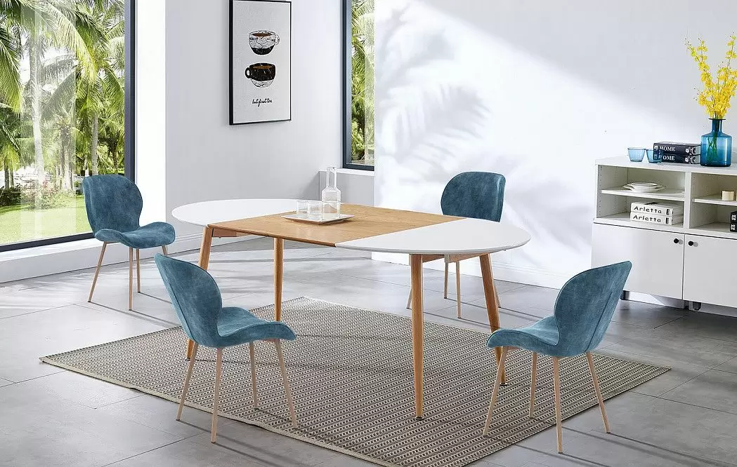 Стол раскладной Margaret 120-200, белый/светлое дерево из Италии