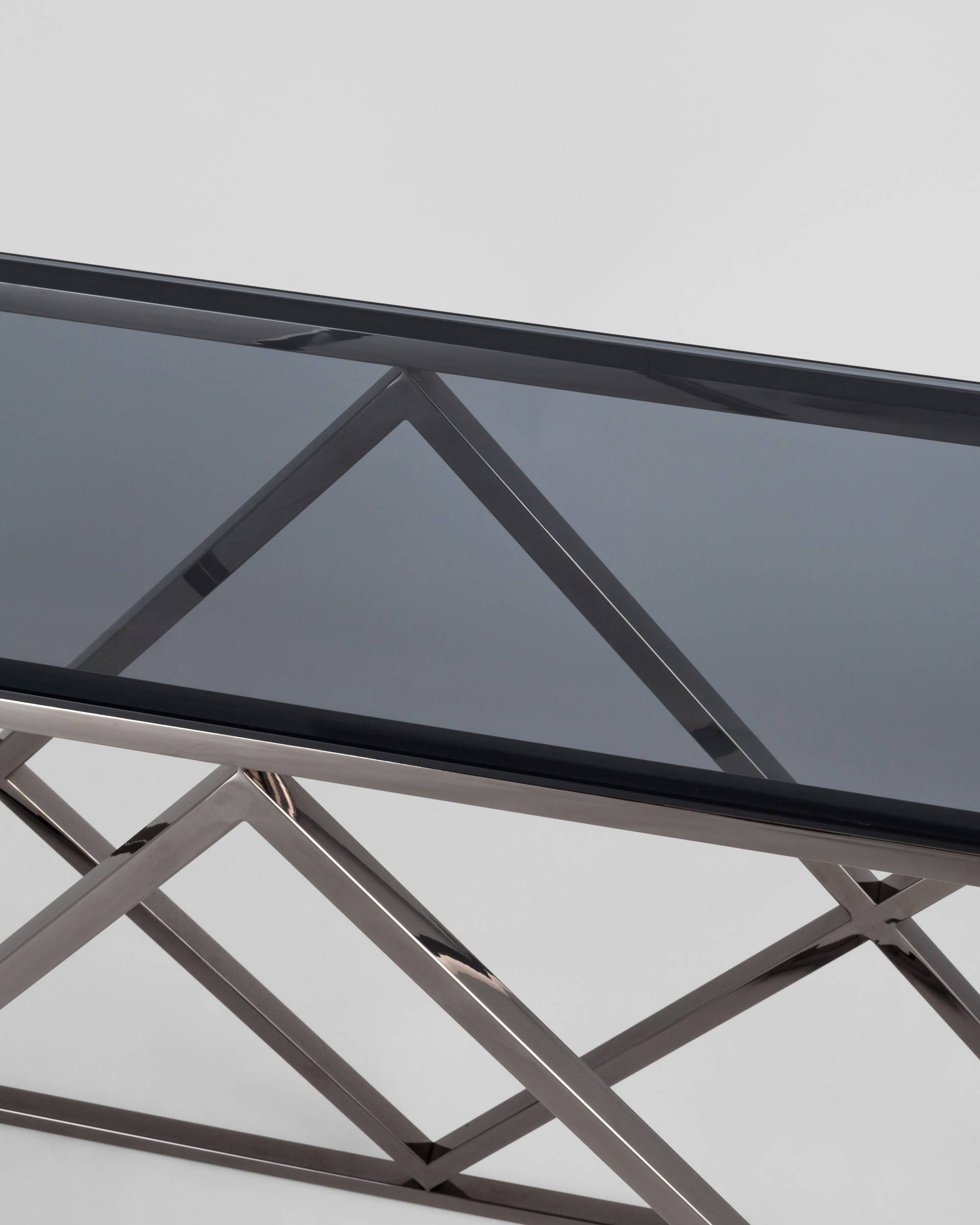 Консоль ИНСИГНИЯ 115*30 сталь темный хром стекло smoke из Италии