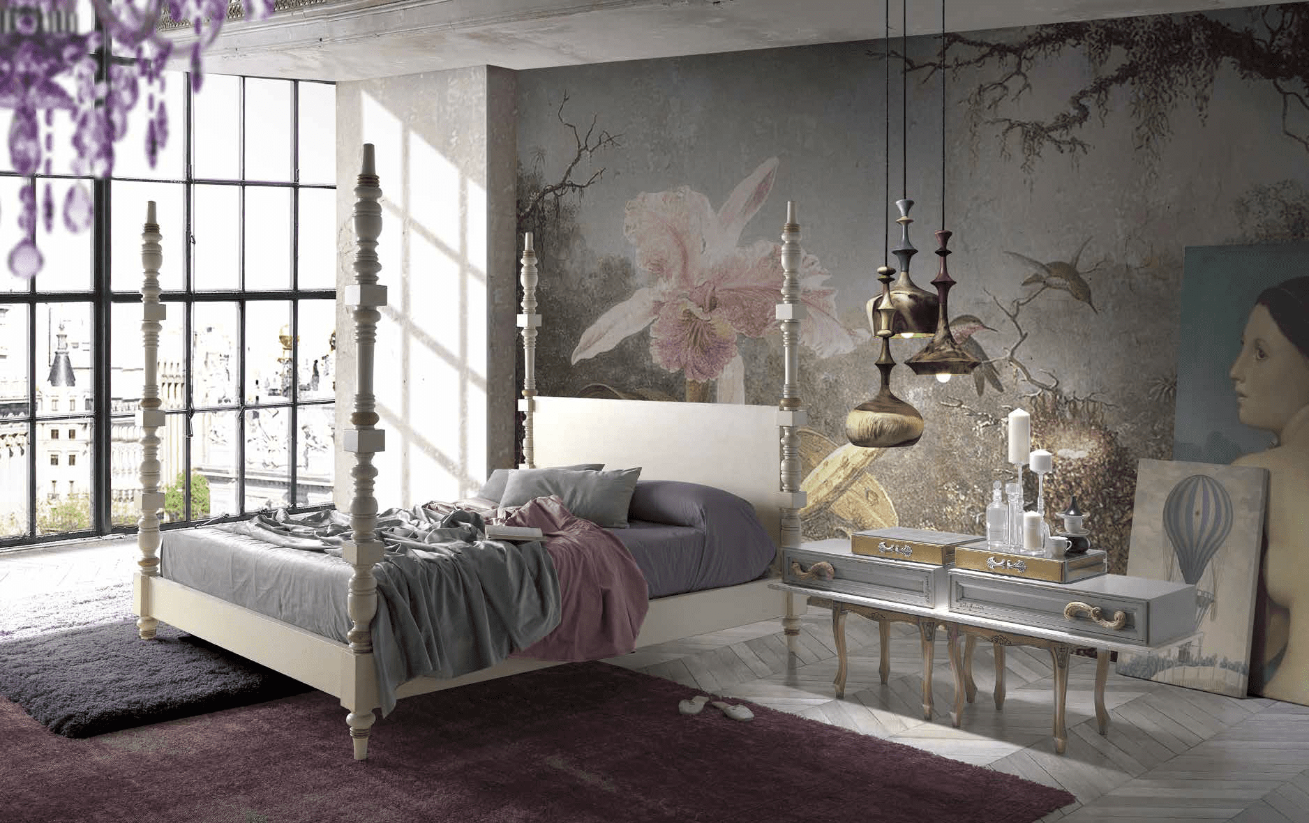 Тумба прикроватная Collage и кровать Sofia из Италии